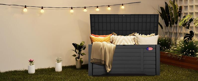 YITAHOME 100/120 Gallon Large Outdoor Storage Deck Box, Waterproof, Storage Bench with Lockable Lid for Patio, Pool Supplies, Garden Tools, Pillows, Easy Assembly