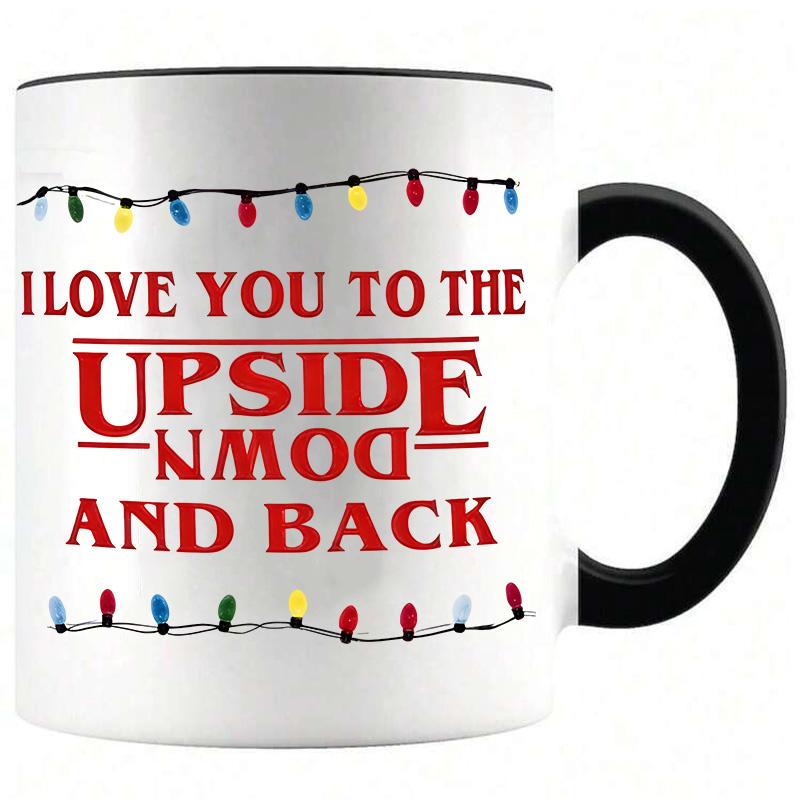 Fun Upside Down Coffee Mug, I Love You Reversed Ceramic Cup, Birthday Gift, Anniversary Present, 11oz/325ML