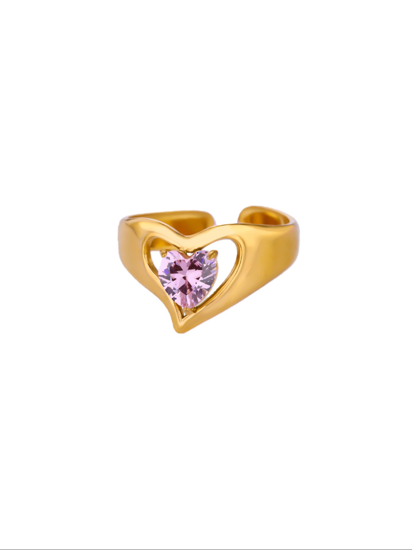 Luxurious Zircon Heart Ring for Women, Stainless Steel Wedding Ring, Fashionable Waterproof Jewelry, Perfect Gift for All Occasions