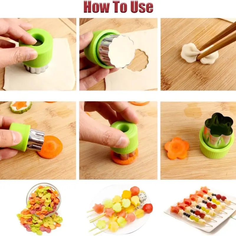 TikTok Bento Lunch Must Haves | 9PCS Kids Sandwich and Cookie Cutter Utensils Set, Stainless Steel Fruit Veggie Cutters for Picky Eaters, Fun School Lunch Box DIY Bakeware, Baking Supplies