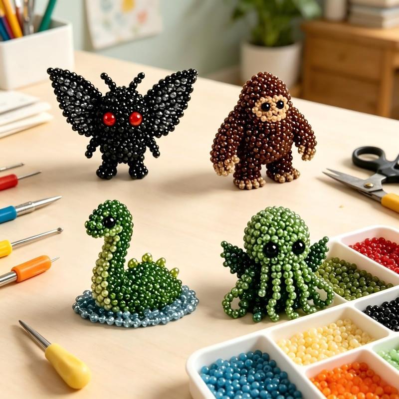 Tiny 3D Beaded Animal DIY Kit,Cute Raccoon & Animal Beading Craft Set,Creative Handmade Bead Decoration Kit,Craft Set with Colorful Beads and Instructions,for Adults Stress Relief DIY Art Gifts, DIY Beading Accessories, Beads For Crafts