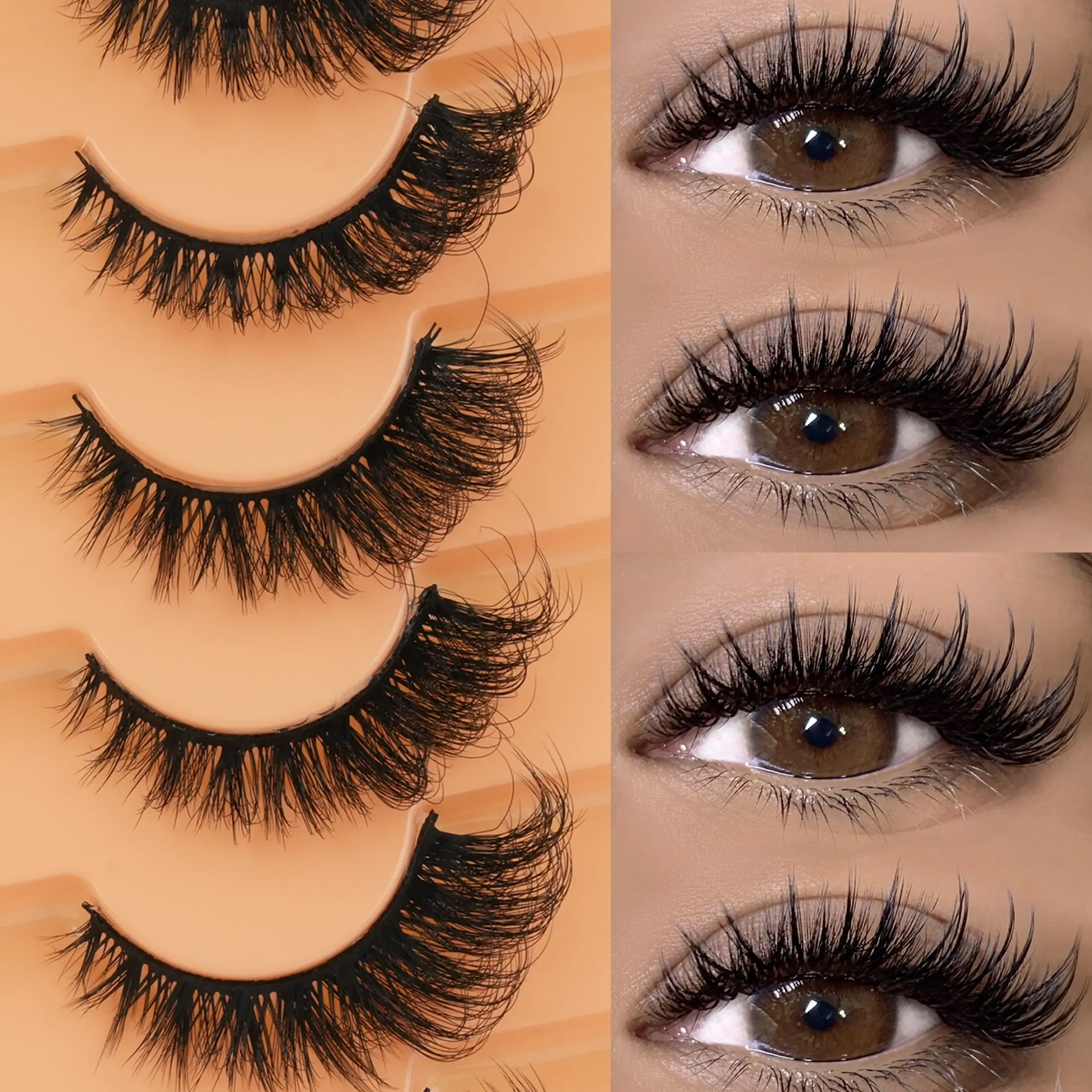 7 Pairs Dense False Lashes, European Style 3D, Full Root, Fine Tips, Layered, Curling, Enhance Eye Makeup, Night Club, Party, Photo Shoot