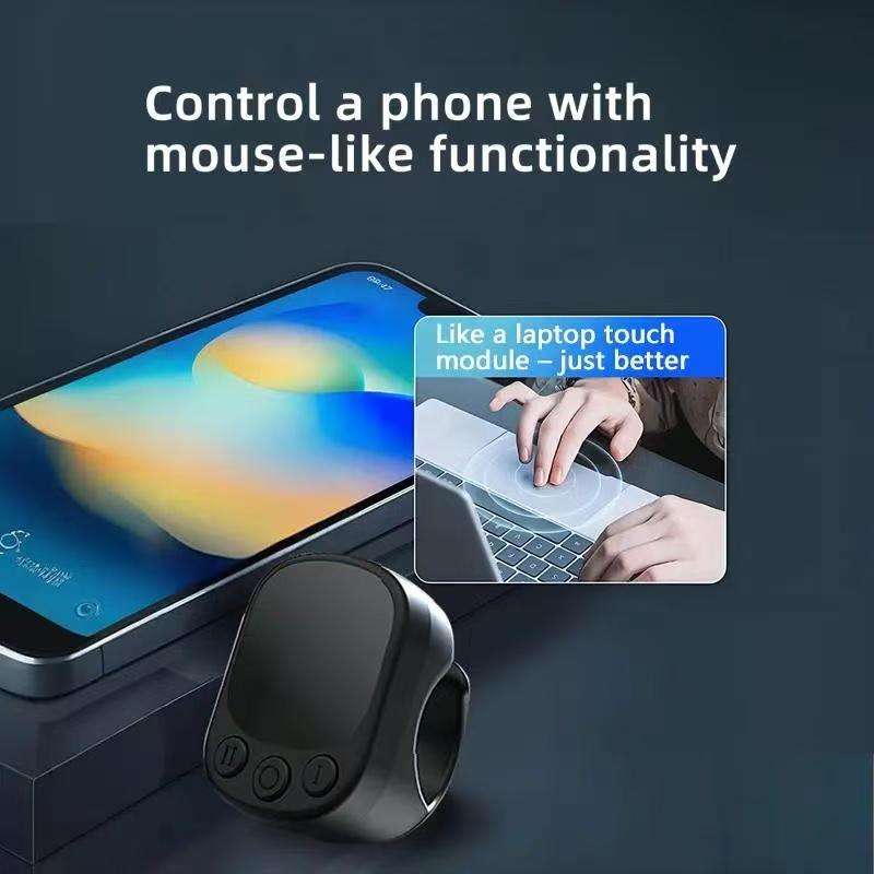 Mouse Ring Remote Control with Touchpad, Smart Auto Clicker, Continuous Clicker, Wheel Remote, Bluetooth-compatible Selfie & Video Recording