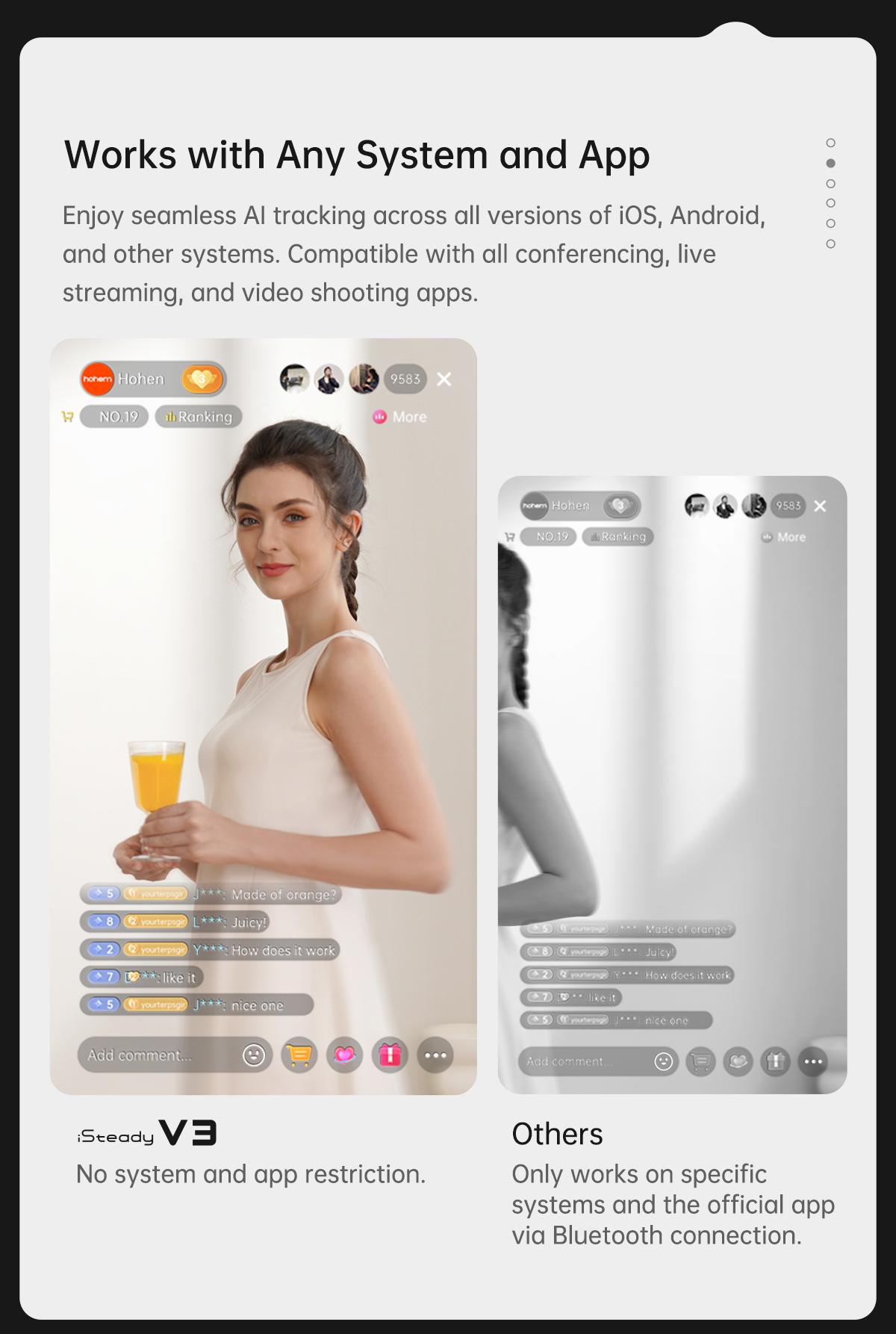 Hohem iSteady V3 New Gimbal Stabilizer for SmartiPhone, 3-Axis Phone Gimbal, Magnetic AI Tracker, Built-in Extendable Rod & Tripod, Detachable Remote Control,selfiestick,Phone Accessories,Suitable for Android & iPhone 17 series, Travel, Vlog, TikTok