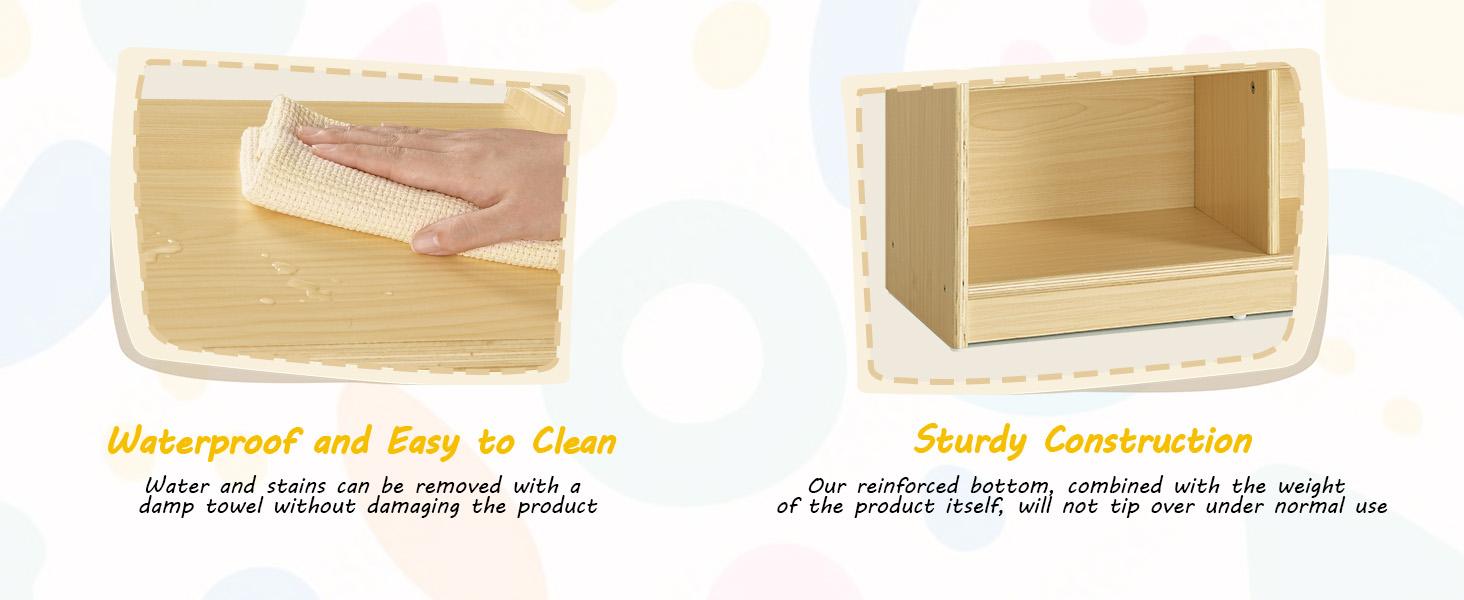 【SPRING GLOW UP】ONBRILL 2-Tier Wood Montessori Cabinet for Kids, Toddler Room Book Shelves Toy Organizers and Storage, Small Book Shelf Storage for Baby Children, Furniture of Classroom, Nursery, Playroom