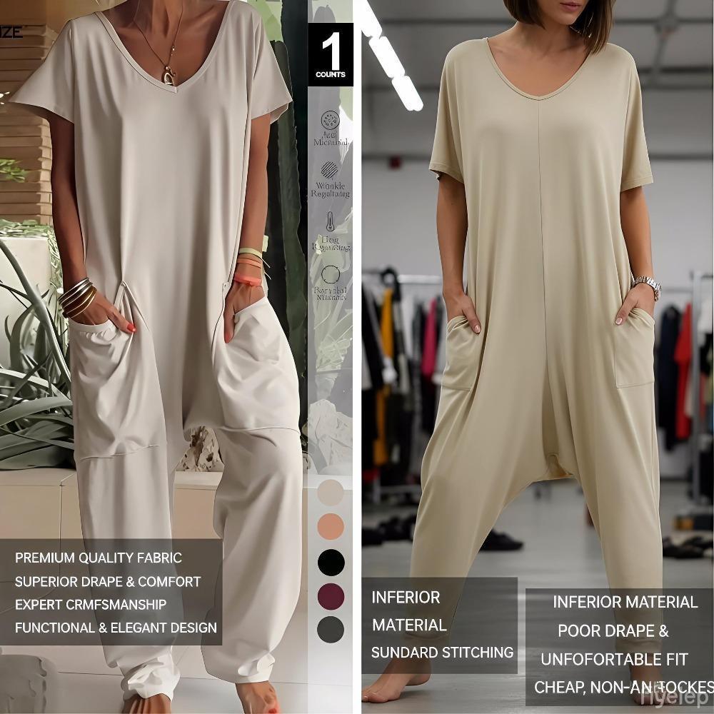 [HOT] Effortless Comfort Women's Loose Pocketed Jumpsuit, Soft Breathable Versatile Wardrobe Essential #Loungewear