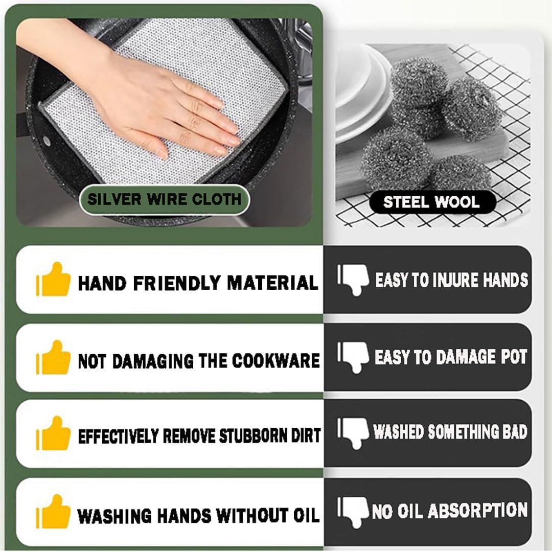 10-pieces multi-purpose magic string cleaning cloths, extra-large string dishwashing cloths, wet and dry, microfiber cleaning cloths for metal, kitchen, tableware, kitchen goodies