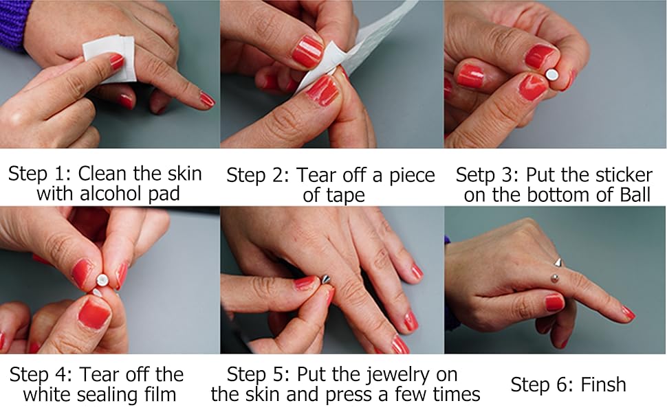 Fake Eyebrow Ring, Fake Lip Labret Studs, 100pcs Sticker, Non-Piercing Nose Rings, Silver Color, 3mm 4mm 5mm, Daily Wear Jewelry