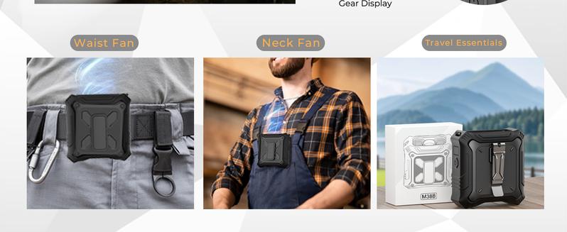 【Father's Day Gifts】FrSara Portable Waist Fan, 8000mAh PowerBank, with 5-Speed ​​​​Settings, silicone case, metal clip, 2 Settings including Flashlight, Travel Essential for Outdoor Camping as Power Bank, Suitable for Outdoor Work, Camping, Golf