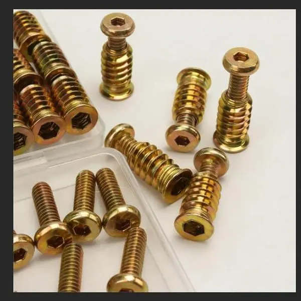 16 count 1/4-20 x 3/4" Furniture Screw Nut Threaded  Insert, 16 count 1/4-20 x 19/32"  Inserts Bolt Fastener Connector Hex Socket Drive Screw-in Nuts with Hex Spanner