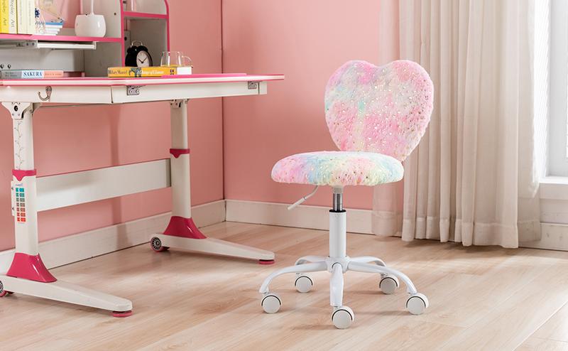 CHAIRUS  Criss Cross Chair with Wheels,Height Adjustable Furry Computer Chair,Fabric Armless Cross Leg Home Office Desk Chair,Modern Swivel Seat Vanity Chair,Cute Rolling Swivel Chair for Reading Study, Colorful