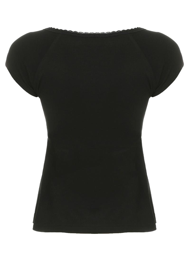 Women's Plain   V Neck Tee, Casual Short Sleeve T-shirt for Summer, Ladies Clothes for Daily Wear, Top