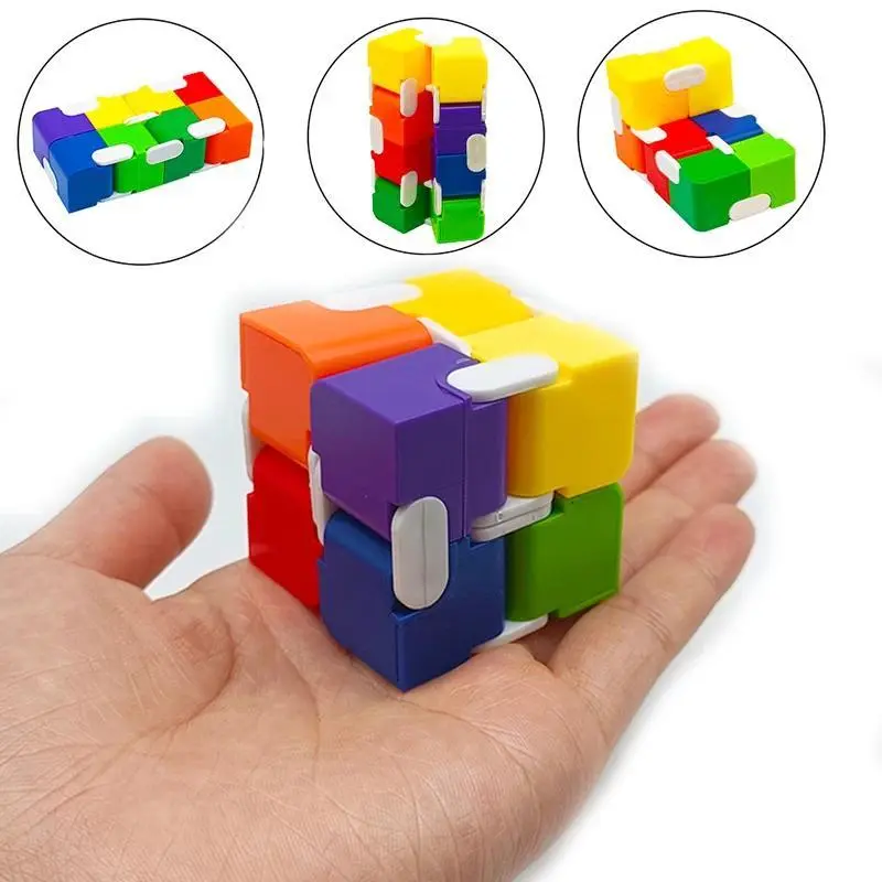 Funny Infinity Fidget Cube Transforming Anti-Stress Puzzle Toy for Adults Multi Directional Stress Relief Flip Cube Fun Gift