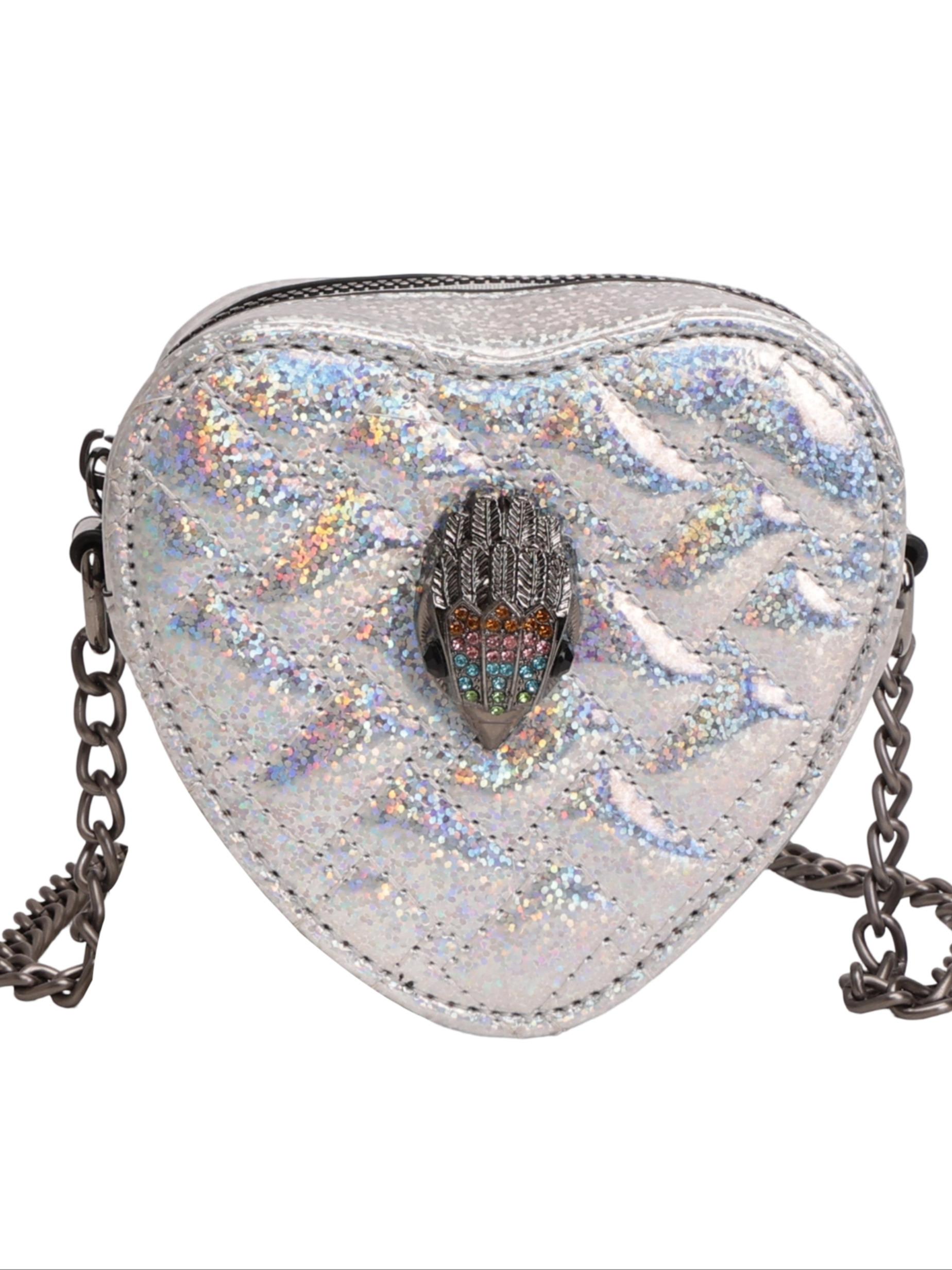 Fashion Heart Mini Bag, Sparkling Trim Design, Detachable Chain Decor, Ideal for Girls' Night Out, Stylish Evening Accessory
