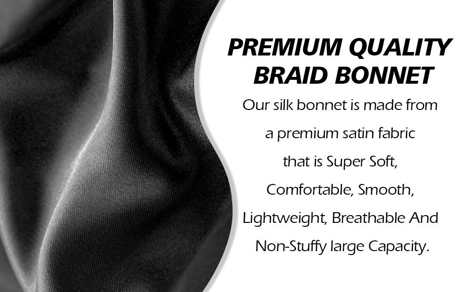 Women's Satin Silk Braid Bonnet - 2 Count Large Long Sleep Cap for Braids Elastic Soft Designed Premium Multifunctional (Black&Pink)