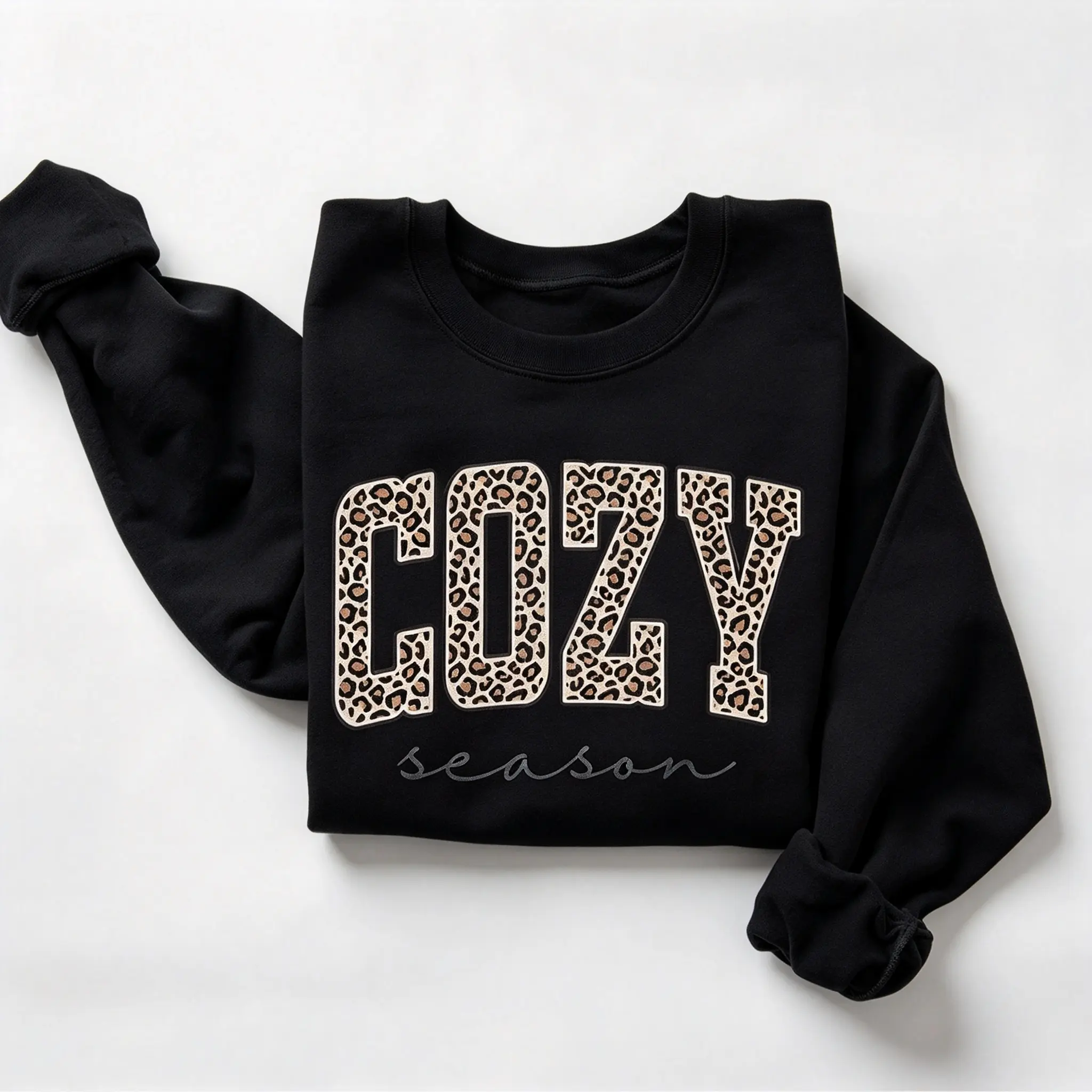 Leopard Cozy Season Sweatshirt, Cozy Season Long Sleeve, Autumn Gift, Fall Hoode, Autumn Shirt, Holiday gift, Season tShirt, Fall Autumn