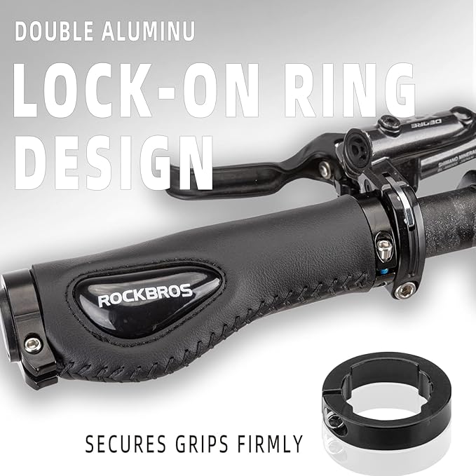 ROCKBROS Bike Handlebar Grips - Ergonomic Design, Soft Gel, Dual Lock-On, Secure Mount, Hex Wrench Included - 5.19 Inches for Mountain MTB Bikes, Electric Scooters, Rock Bros, Standard Size, Easy To Install, Reduces Hand Fatigue, End Caps, Mountain Mtb Mb ROCKBROS Bike Handlebar Grips - Ergonomic Design, Soft Gel, Dual Lock-On, Secure Mount, Hex Wrench Included - 5.19 Inches for Mountain MTB Bikes, Electric Scooters, Rock Bros, Standard Size, Easy To Install, Reduces Hand Fatigue, End Caps, Mountain Mtb Mb