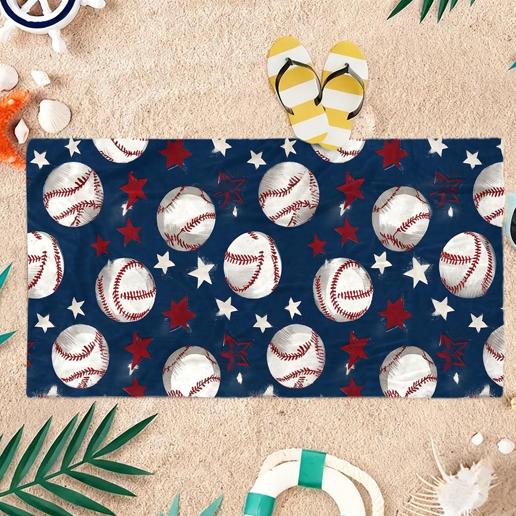 Baseball Pattern Beach Towel, Digital Print Microfiber Super Absorbent Quick Drying Towel, Reusable for Beach, Travel, Swimming