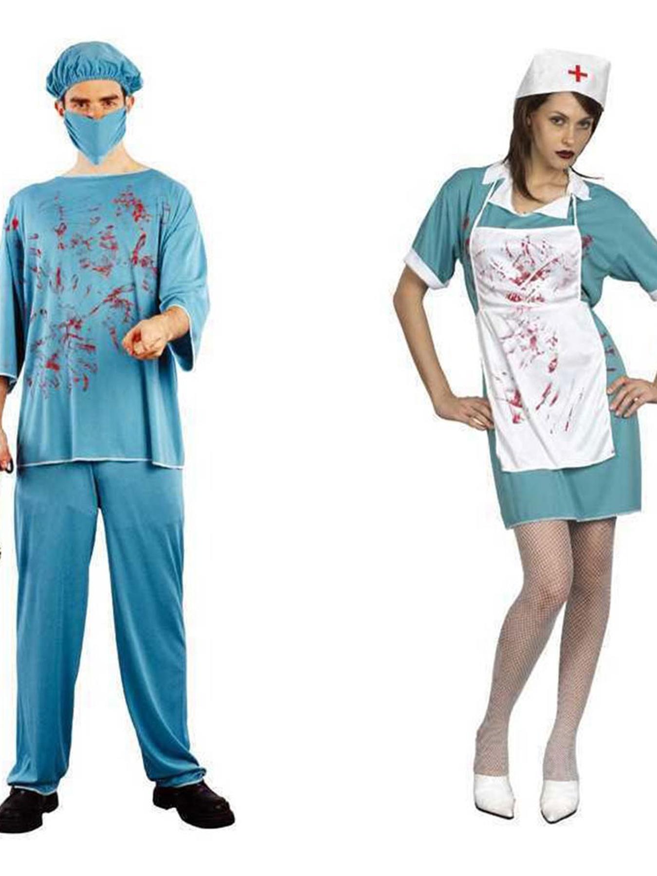 Adult Couples Halloween Costume Bloody Surgeon Nurse Matching Cosplay Outfit Horror Themed Party Dress Scary Movie Night Costume Role Play Festival Event Men Women