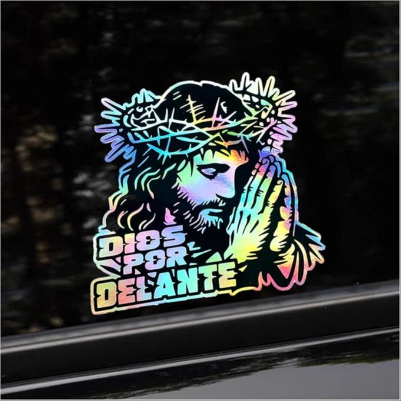 Jesus Pattern Car Sticker, Reflective Laser Waterproof Decal, Suitable for Motorcycle Fuel Tank, Moto Helmet Box, Car Window Bumper, Sticker For Cars