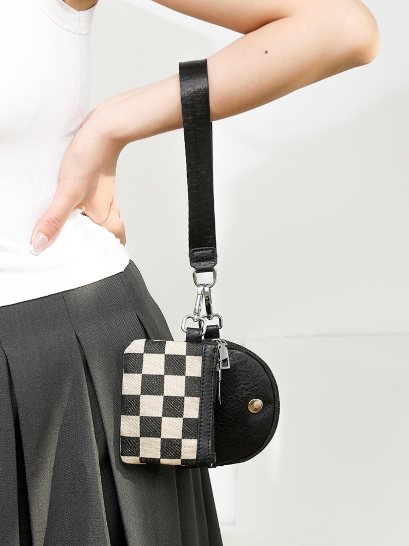 Women's Elegant Checked Pattern Zipper Short Wallet, Fashionable Colorblock Plaid Pattern Coin Purse, Casual Trendy Versatile High-quality Daily Wallet