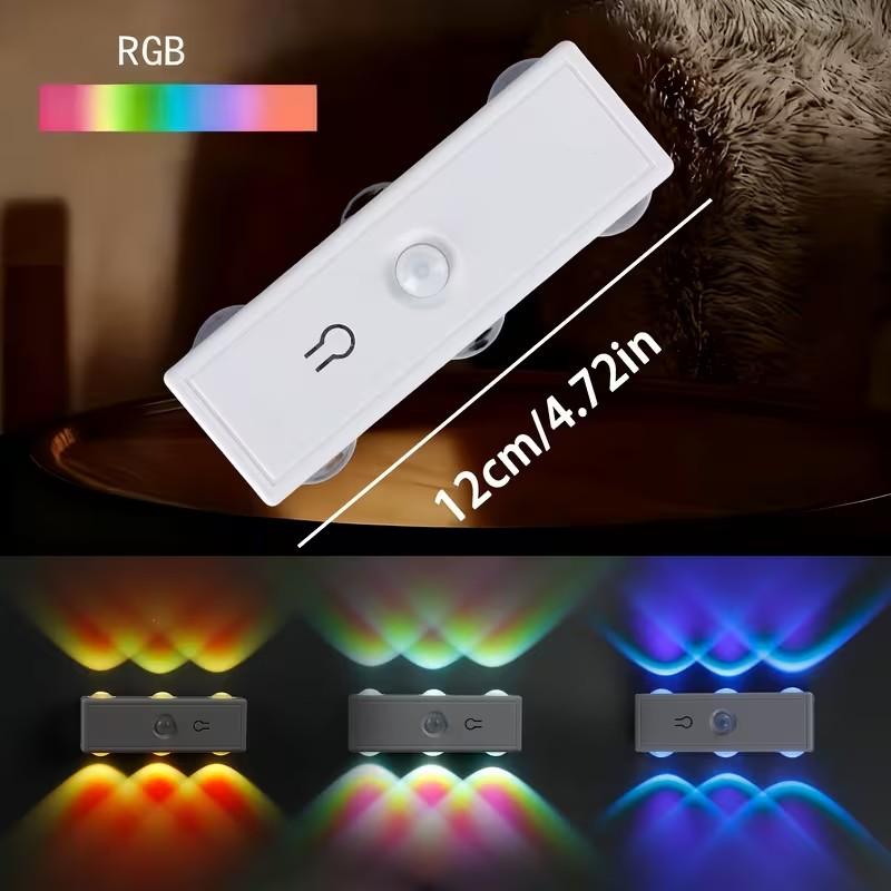 RGB Wall Light, LED Smart Motion Sensor Night Light, USB Rechargeable Bedside Lamp, Living Room, Bedroom, Hallway, Entryway, Staircase Decorative Light, Led Ambient Lighting, Home Lighting