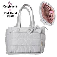 Light Grey-Pink Floral -Bow