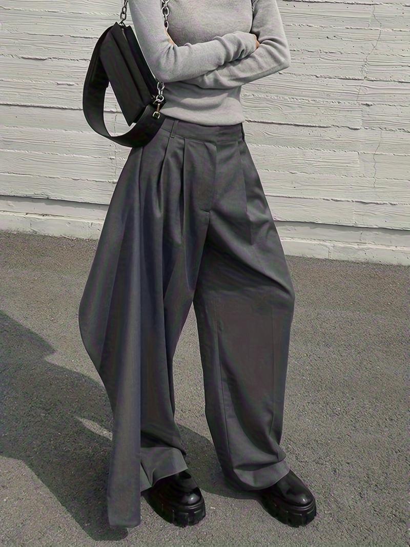 Women's Pure Color Straight Leg Pants with Pockets, Casual Fashion Bottoms, Comfortable and Stylish, Perfect for Daily Wear