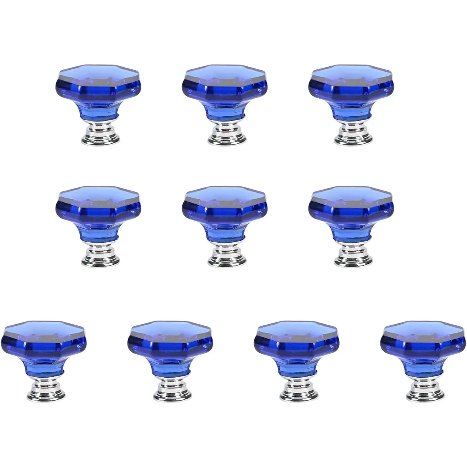 10 Pack Blue  Cabinet Knobs, Glass Dresser Knobs,  Furniture Door Knobs, for Bathroom Cupboard Hardware Drawer Pulls, Glass Cabinet Drawer Handles