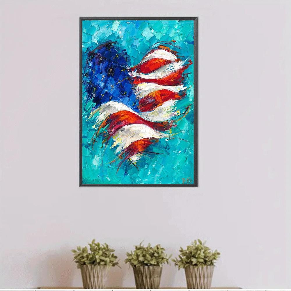 1PC,2D American Flag Diamond Painting Kit DIY 5D Full Drill Rhinestone Embroidery Arts Craft for Home Wall Decor Gift 12x16 Inch Canvas with Tools Sparkling Crystal Diamonds Patriotic USA Flag Design for Adults Kids Beginners