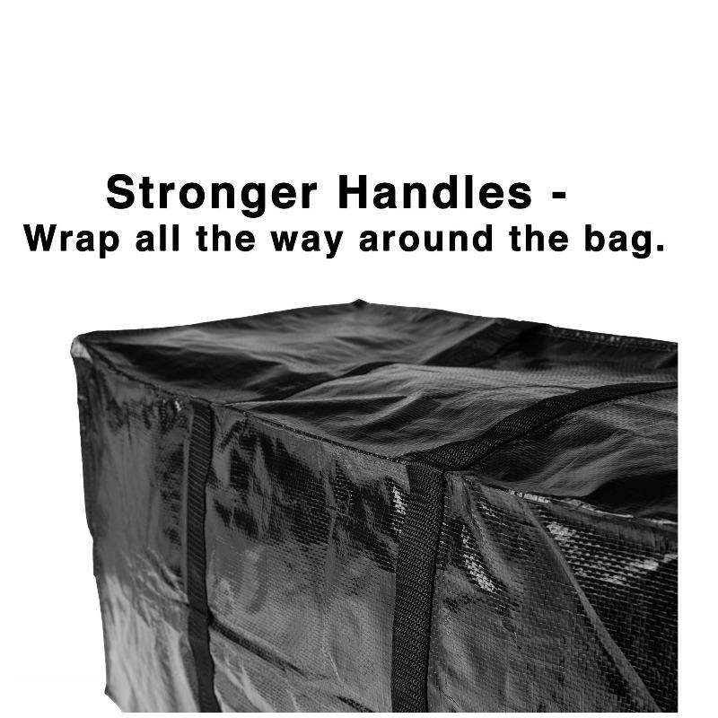 Black moving bag, extra large size with reinforced handles, sturdy and durable, reusable storage bag with zipper, suitable for clothes, attic, moving garage, travel and student dormitories, and can also be used for under-bed storage
