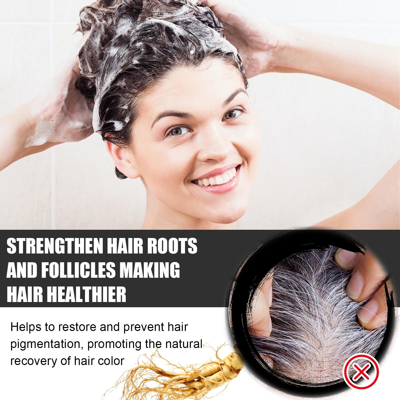 Gray Hair Reverse Shampoo Bar, OUHOE Black Hair Soap for Men & Women, Gradual Darkening Bar for Hair & Beard with Ginseng Charcoal Shea Butter Glycerin, Deep Clean Nourish Scalp, Travel-Friendly 55g,back to school