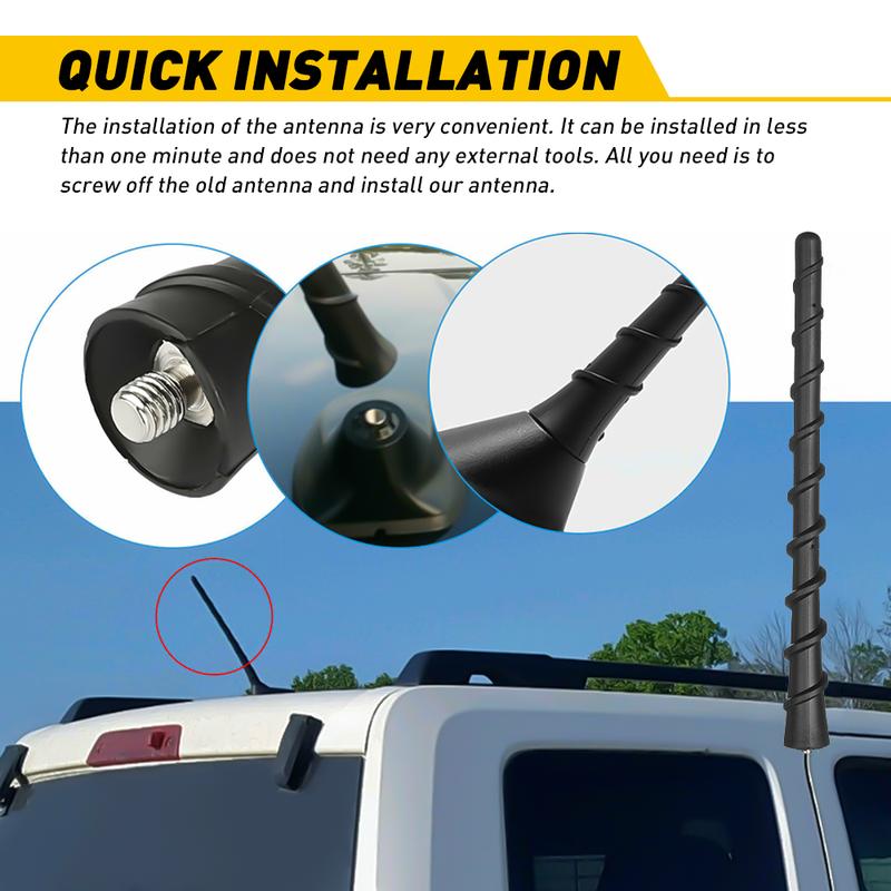 OXILAM Car Truck Spiral Antenna, 7 Inch Waterproof PVC Rubber Antenna Mast Replacement, Vehicle Radio FM AM Antennas, Flexible Short Antenna for Cars Trucks SUVs Off-Roads,Replacement Widely Compatible(with 7 Screws)