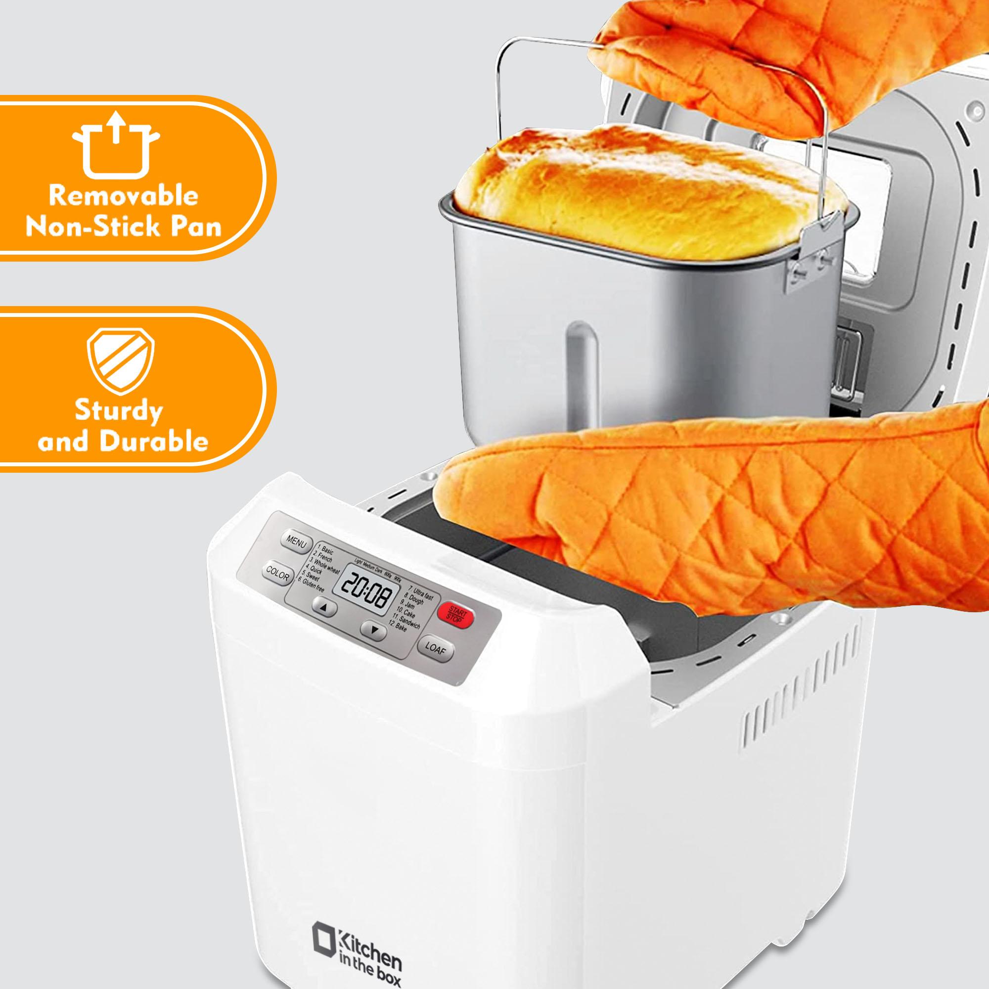 Automatic Bread Maker, Up to 2LB, 12-in-1 Bread Machine with Auto Fruit Nut Dispenser, 13 H Timer, 1 H Keep Warm, Gluten-Free, 3 Crust Colors Automatic Bread Maker, Up to 2LB, 12-in-1 Bread Machine with Auto Fruit Nut Dispenser, 13 H Timer, 1 H Keep Warm, Gluten-Free, 3 Crust Colors