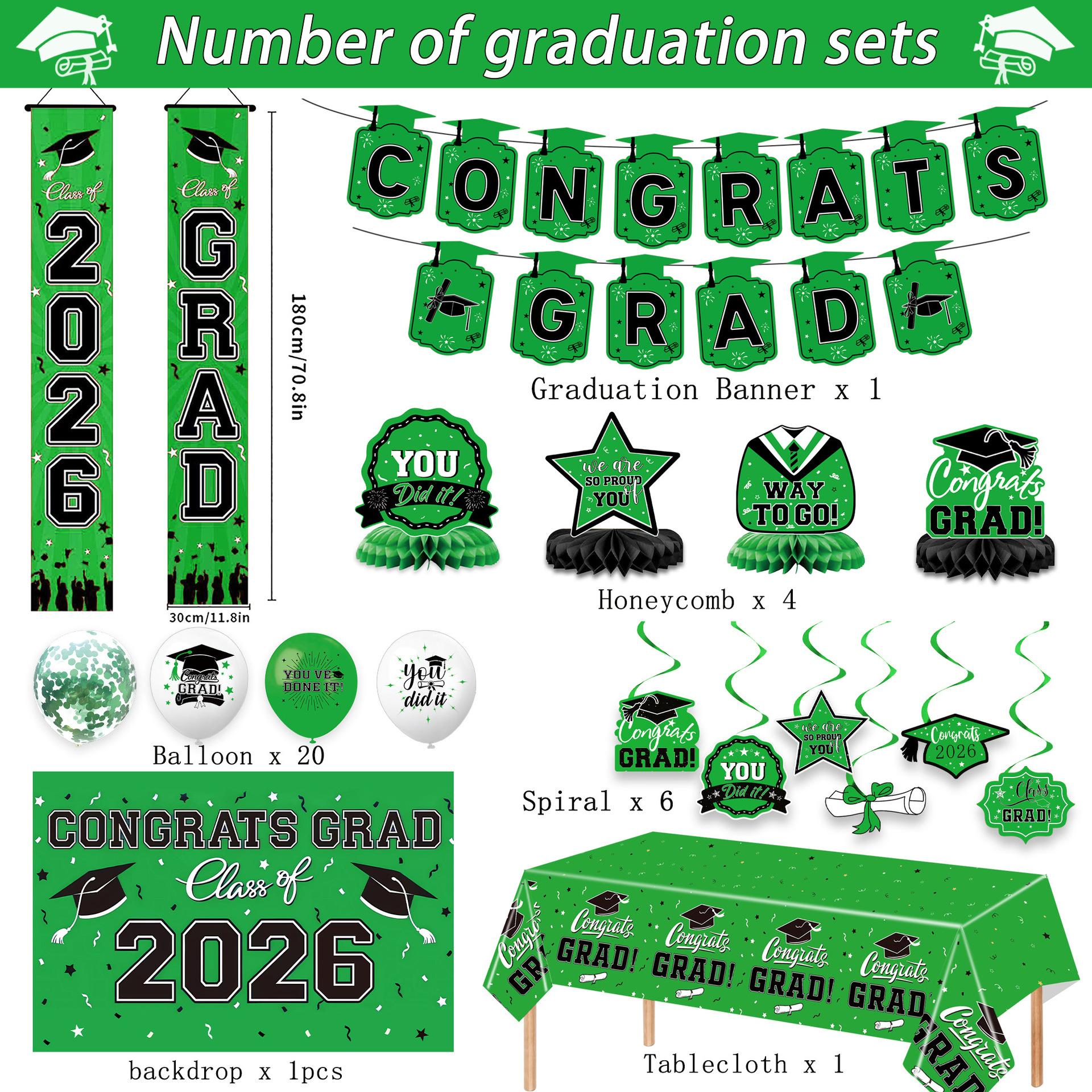 2026 Graduation Decoration Set, Theme, Banner, Background Board, Balloons, Ribbons, Party Supplies for High School & University Graduations