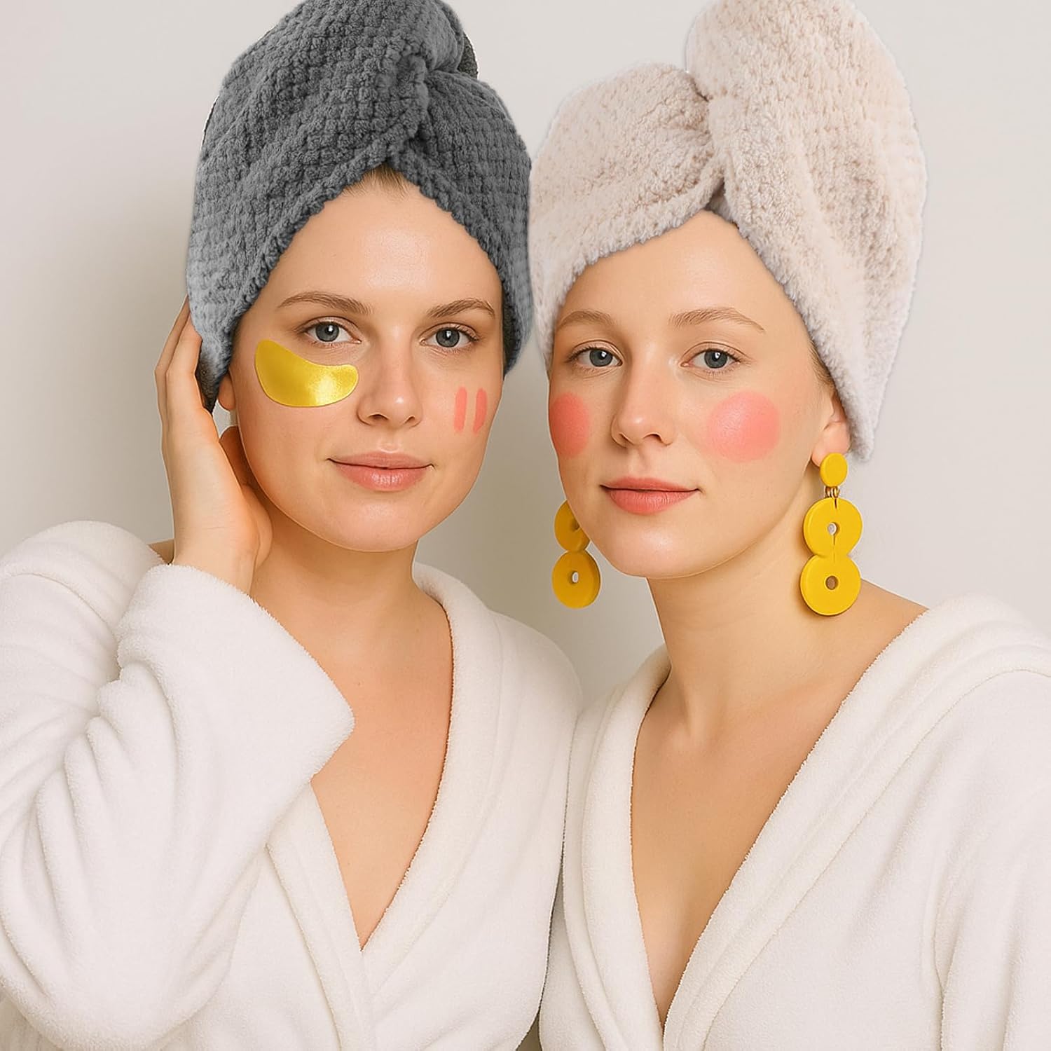 3 PCS Microfiber Hair Towel, Hair Wraps for Women Wet Hair, Fast Drying Hair Turban, Anti Frizz Head Towels Wrap for Curly Hair