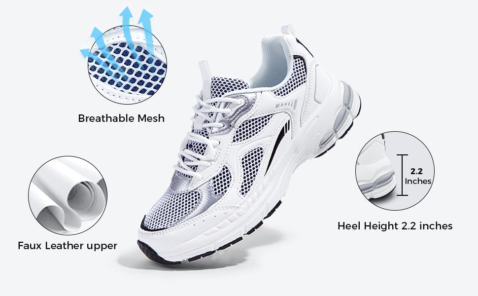 LUCKY STEP Women's Platform Chunky Fashion Sneakers Mesh Casual Running Tennis Workout Sport Work Trendy Athletic Walking Shoes Breathable Mesh Upper High-Density Foam Insole