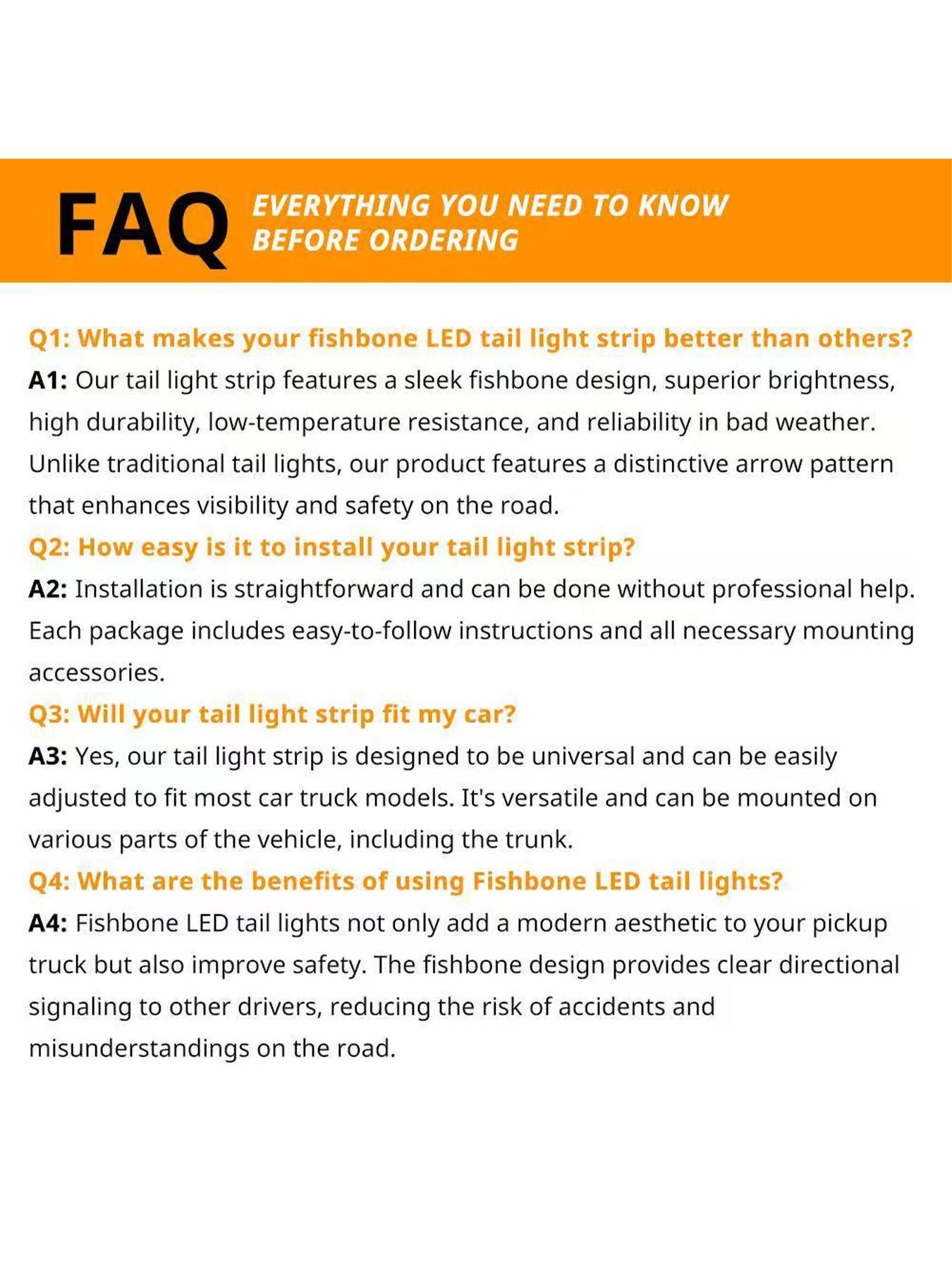 Fishbone-Shaped LED Tailgate Light Bar, 60-Inch LED Tailgate Lights, Brake, Running & Sequential Turn Signals, for Trucks, Pickups, Suvs, Rvs