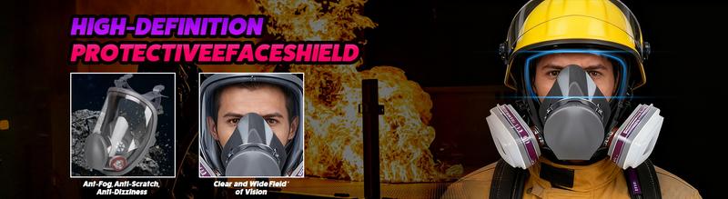 Full Face Respirator Gas Mask 6800 Reusable Military-Grade with 6001 & 2097 Filters for Nuclear Chemical Survival Spray Paint Welding Sanding black l