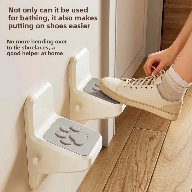 No-Drill Bathroom Foot Rest Pedal, Non-Slip Wall-Mounted Shower Foot Stool for Elderly And Pregnant Women, Household Toilet Foot Pedal for Washing Feet, Shoe Wiping, And Foot Holding, Bathroom Foot Rest, Shower Foot Stool, Non-Slip Pedal