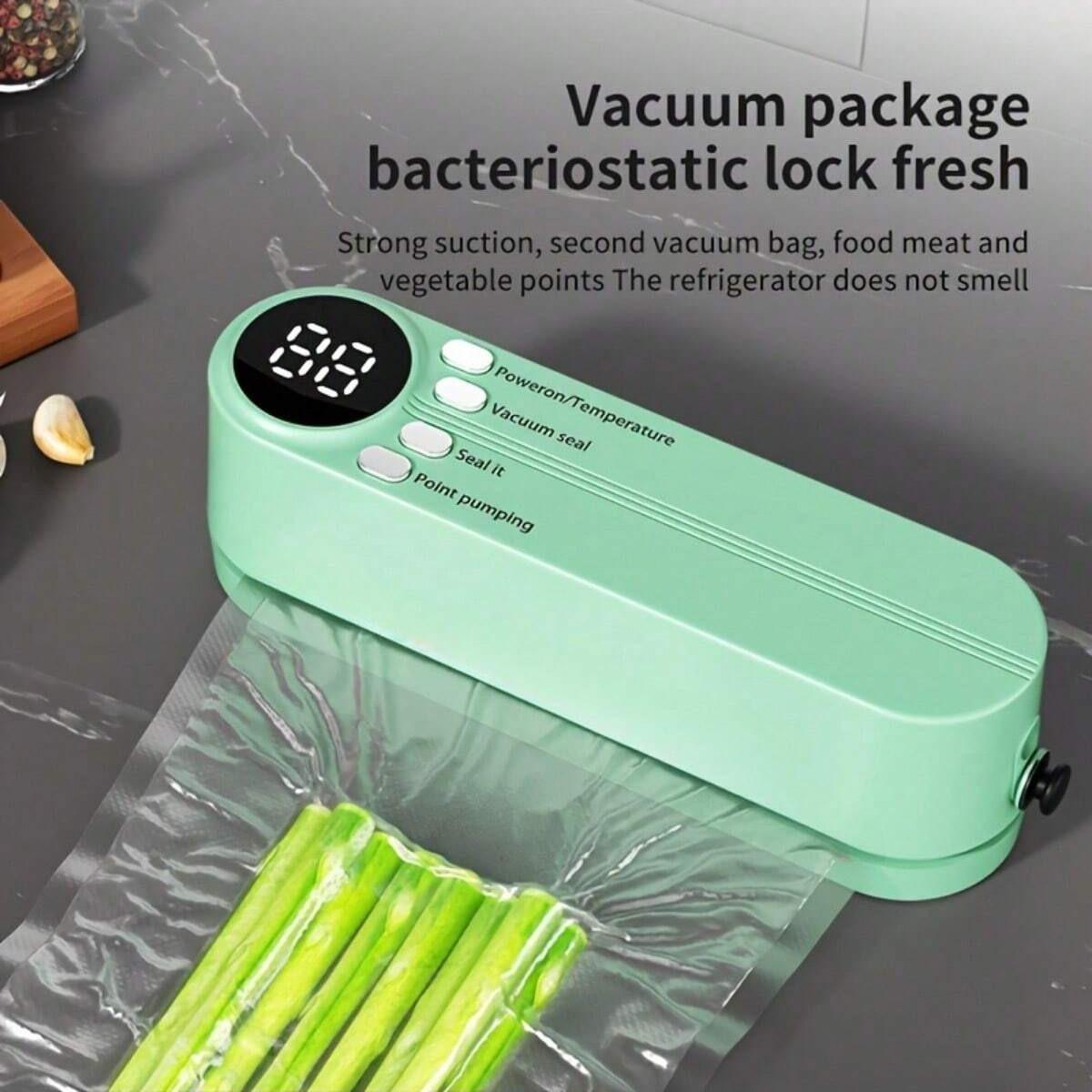 Portable USB Rechargeable Vacuum Sealer Machine, Multi-Functional Automatic Food Sealing System, 1200mah Battery, Includes 5 Bags