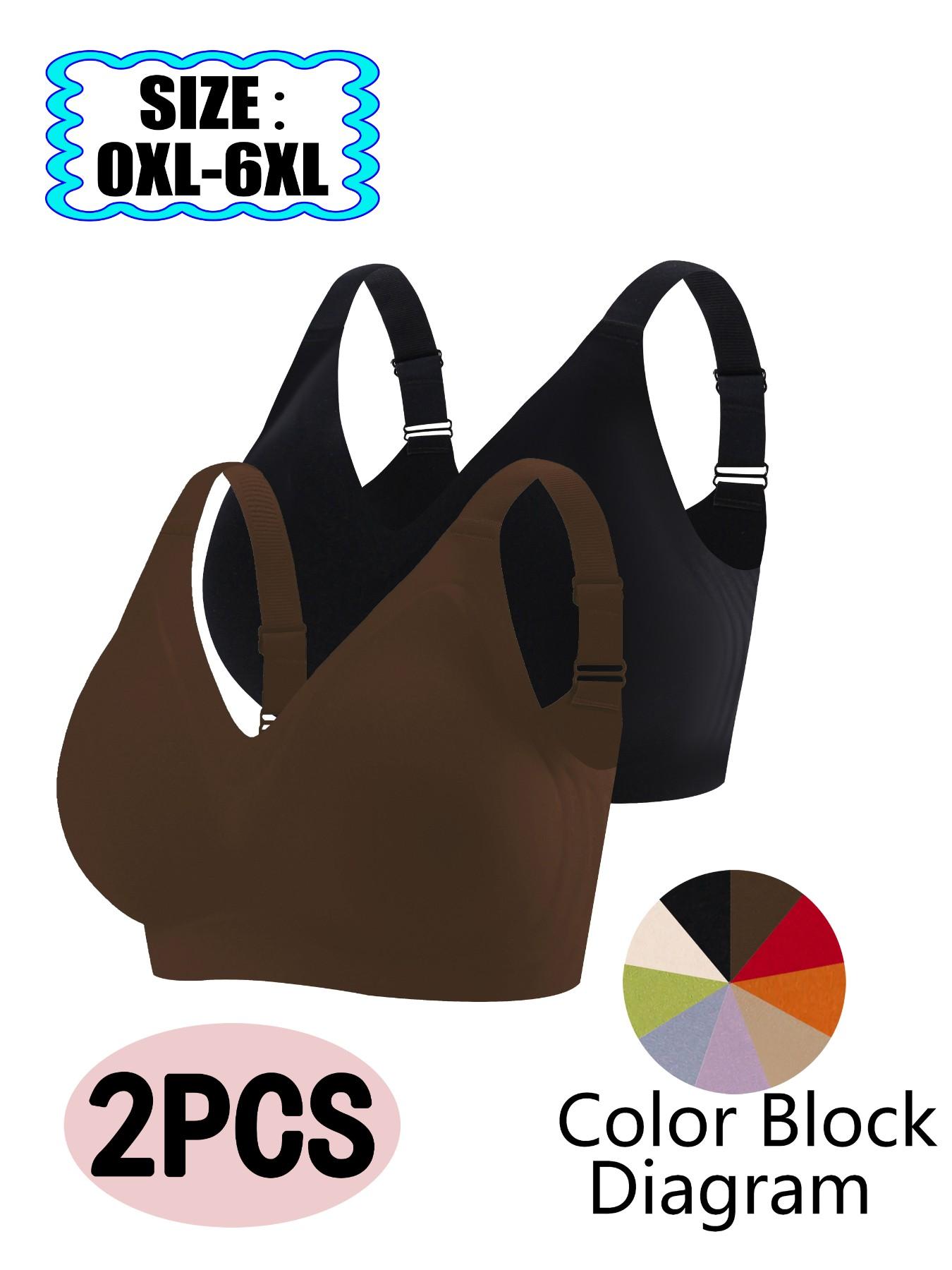 【Plus Size】 Solid Buckle Wireless Push Up Bra, Comfortable Breathable Bralettes for Daily Wear, Women's Underwear for All Seasons