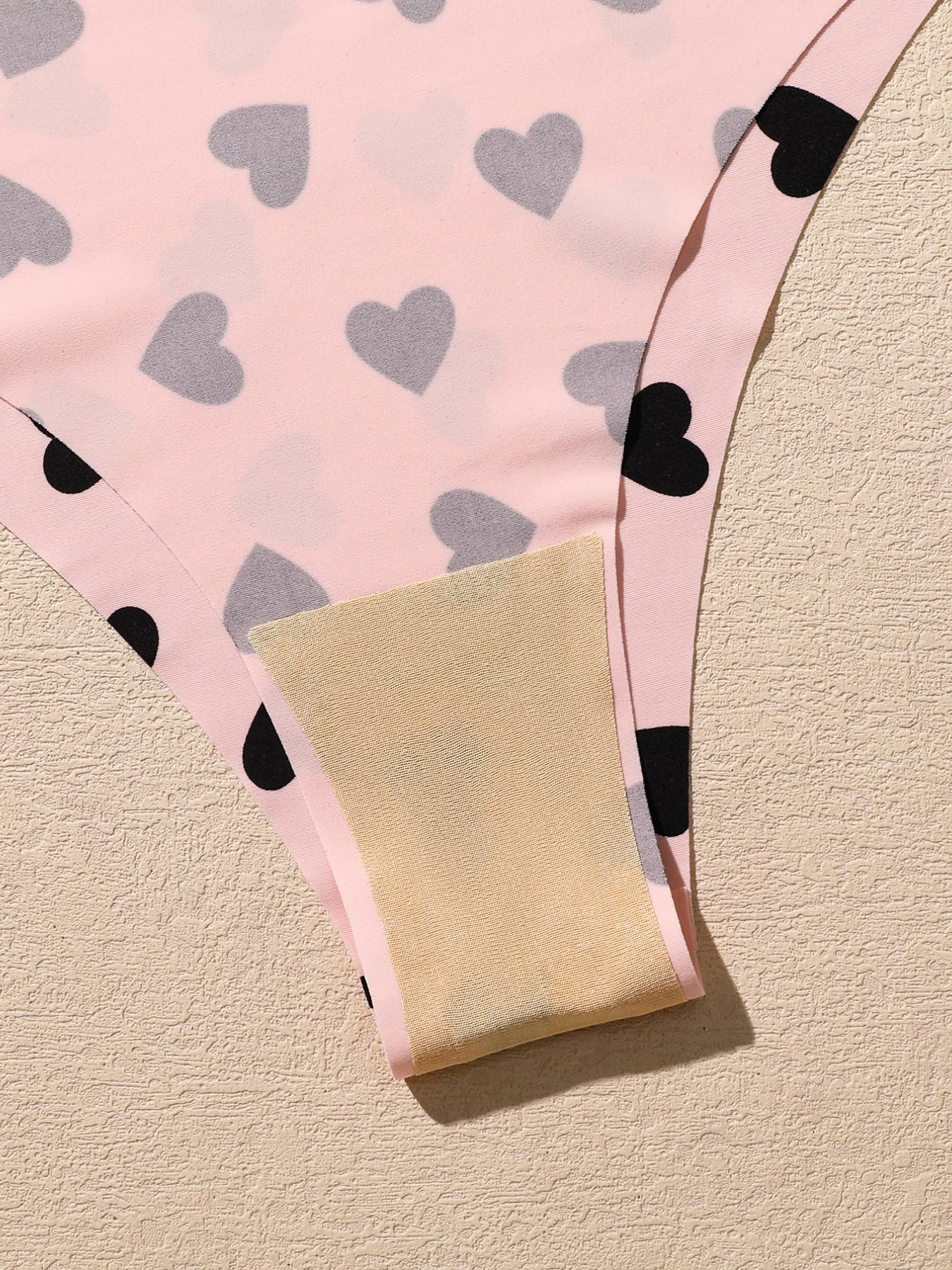 Valentine's Day Gift Set, 6-Pack Women's Seamless Panties, Heart & Leopard Print, Multi-Color Triangle Thongs, Comfortable Underwear