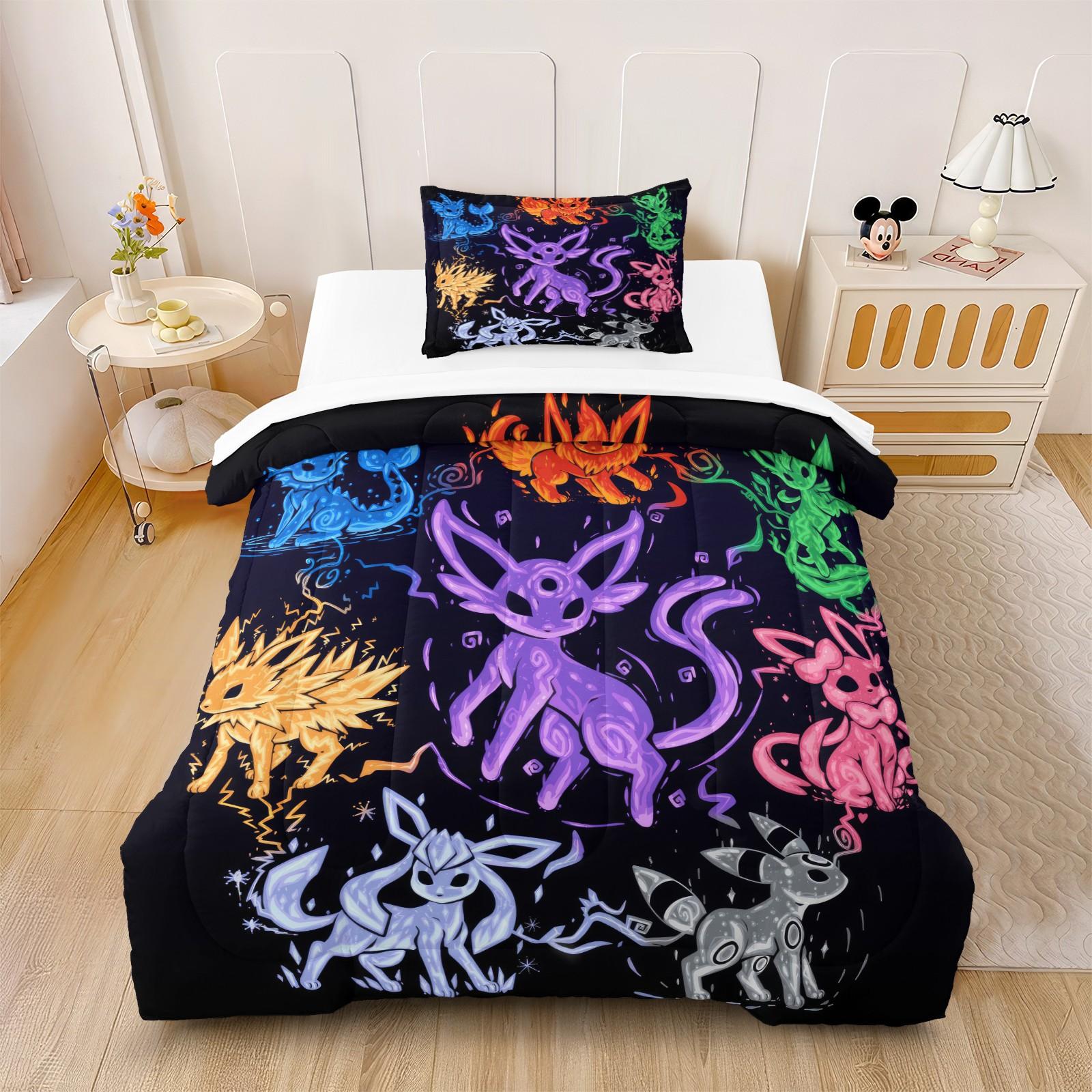 Pikachu Pattern Comforter Set, Soft And Durable Bedding Set, Includes 1 Quilt And 1 Or 2 Pillowcases, Daily Holiday Birthday Gift Bedroom Decoration For Kids And Adults