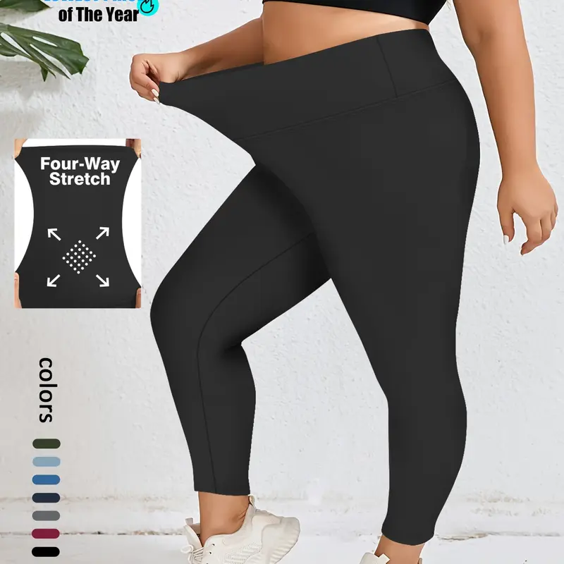 Women's High Waist Tight Pants, Plus Size Sporty Leggings, Stretchy Soft Fabric, Multi-Color Options, Casual Fashion for All Seasons
