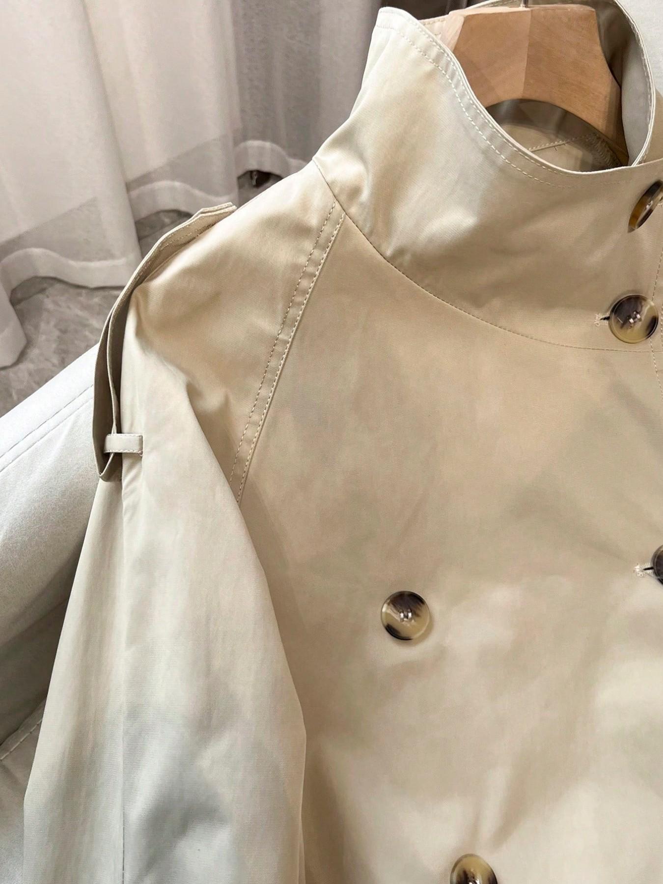 Women's Short Coat with Dual Button Straps, Long Sleeve Fall Winter British Style, Office Party Streetwear, Perfect for Daily Wear
