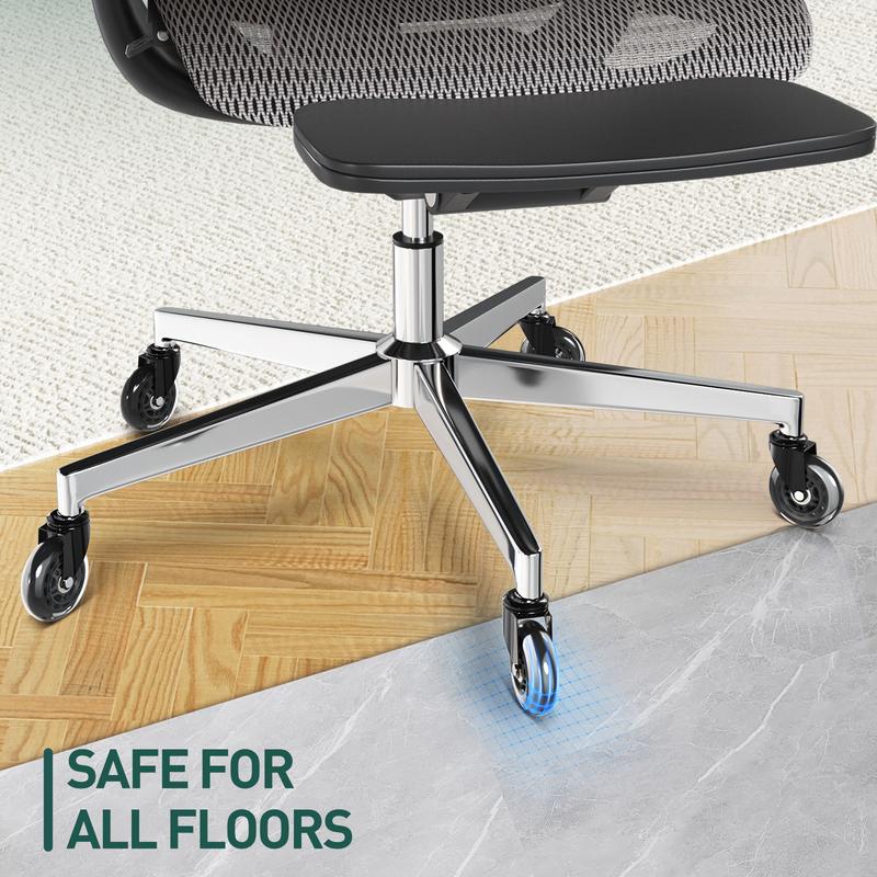 GTPLAYER Office Chair Wheels Set of 5 3Inch Casters for Hardwood Floors and Carpet,150 Lbs Load Capacity, Universal Fit for Most Chairs Heavy Duty Parts