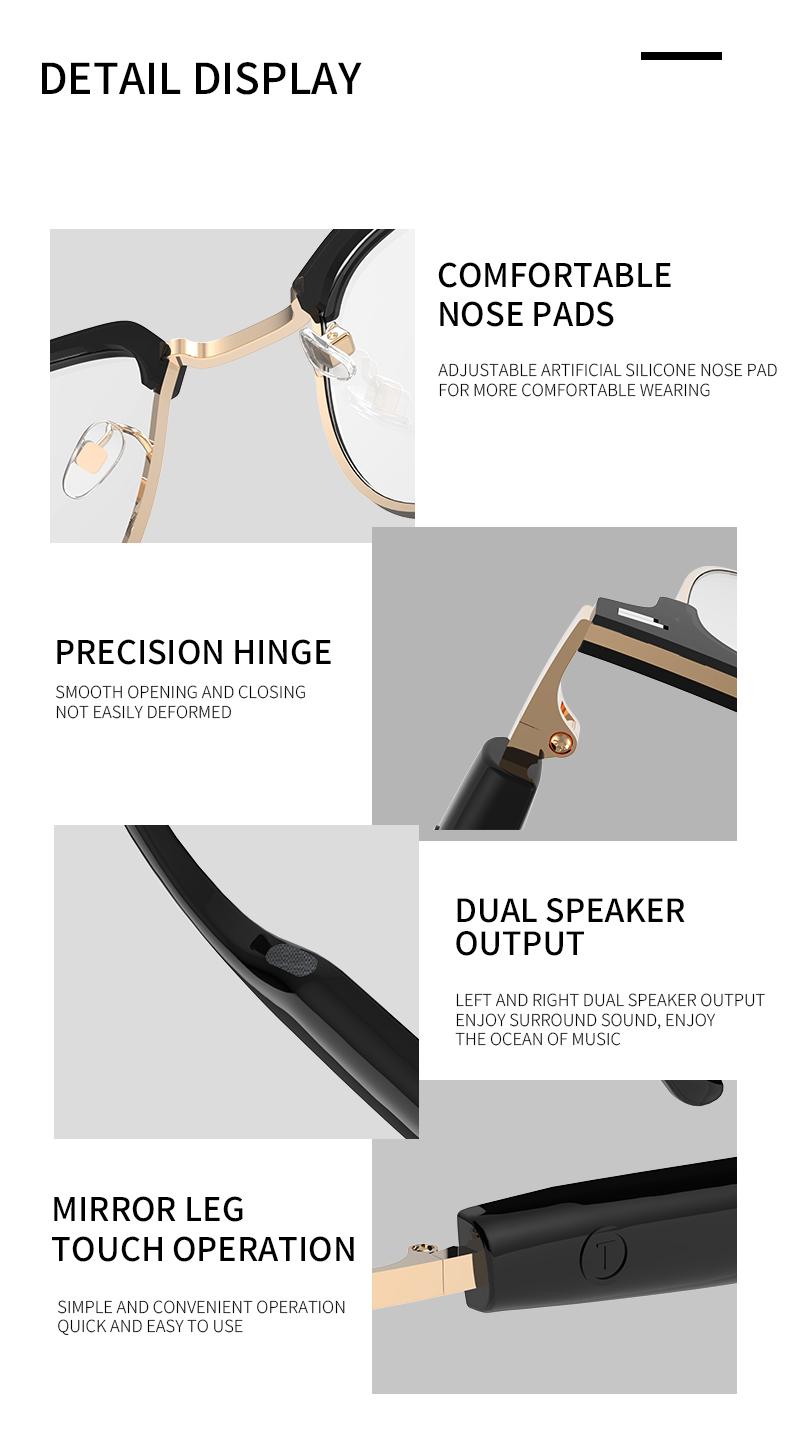 VUB AI Translation Smart Glasses with Bluetooth Connectivity 160 Languages GPT Chat Unisex Audio HD Voice Calls HiFi Sound Photochromic Lenses - Wearable