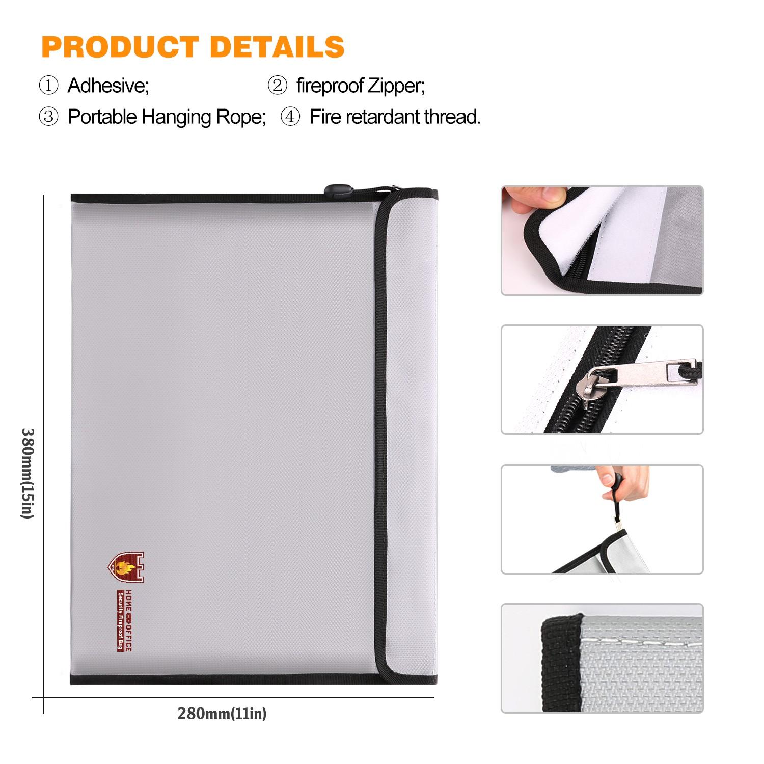 Upgrade Version 5000°f Fireproof Explosion-Proof File Bag, Insulated, Zipper, Waterproof, Ideal for Cash, Important Documents, Valuable Items