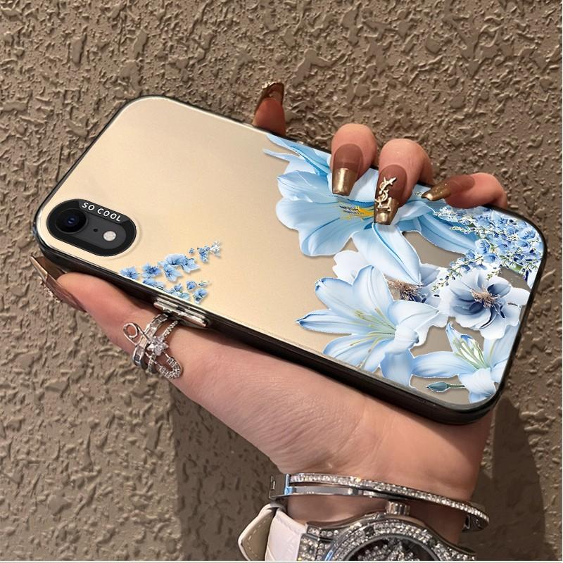 Phone case for iPhone XR Light Blue Lily & Tiny Blue Floral Case designer case Shockproof Crystal Clear Full Body Protection Colorful Silver Phone Case ROOCYMX3V